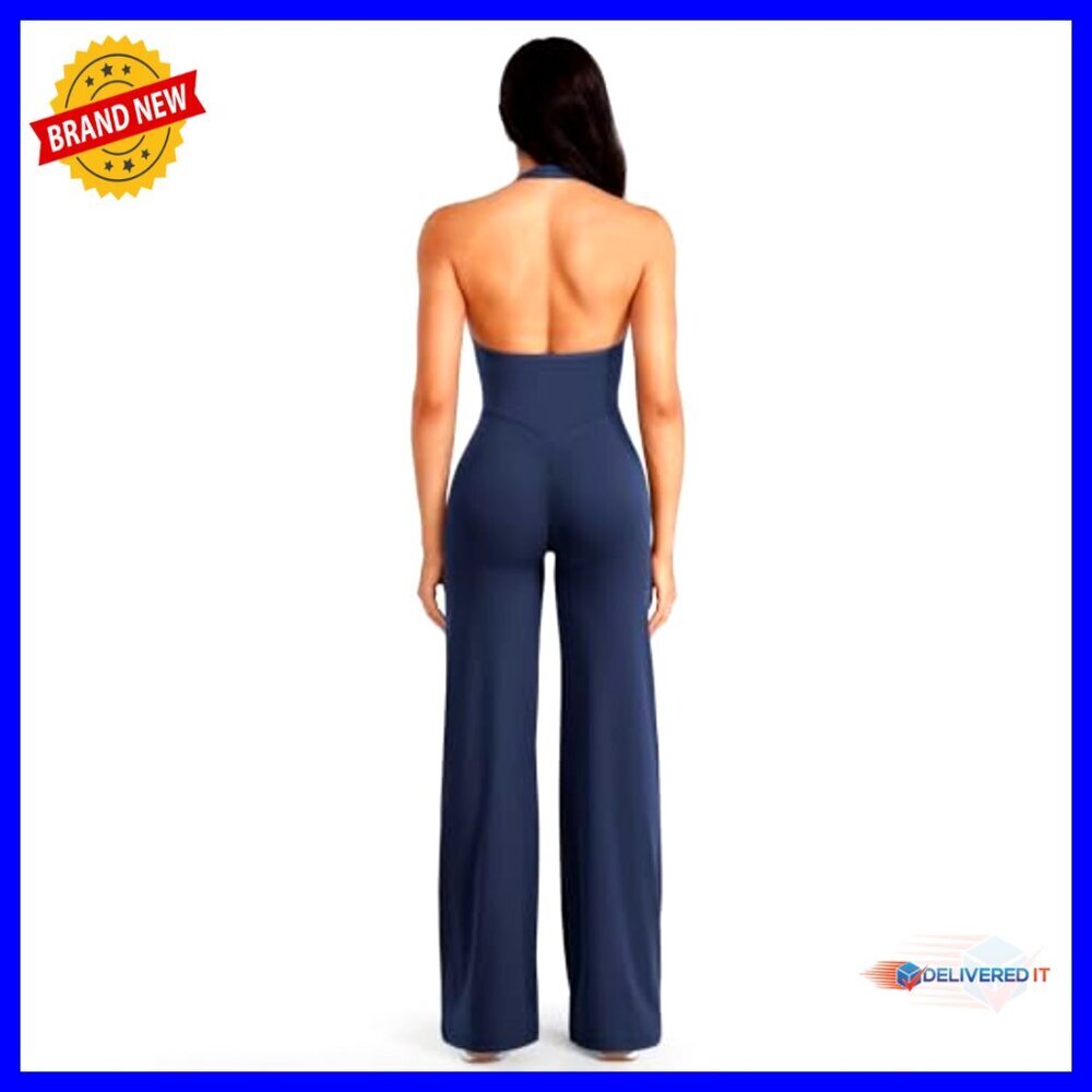Women's Workout Jumpsuit Halter Leggings Adjustable Strap Yoga Gym - Picture 4 of 7